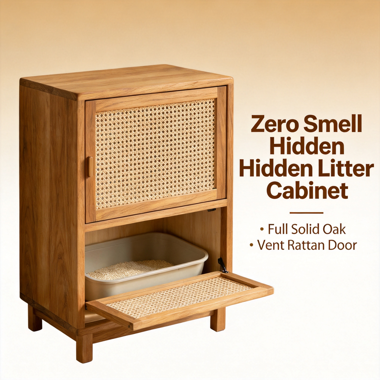 🛒 Wood Rattan Cat Litter Hideaway Transform The Litter Box Into A Beautiful Part Of Your Home