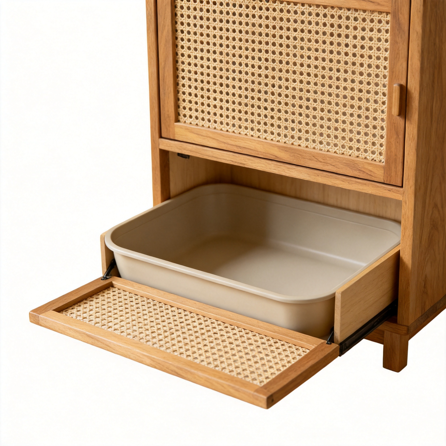 🛒 Wood Rattan Cat Litter Hideaway Transform The Litter Box Into A Beautiful Part Of Your Home